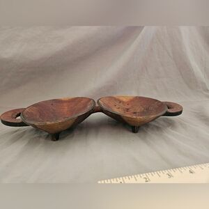 Elegant Wooden Double Bowl Serveware